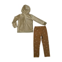 Conjunto Longo Casaco Veludo Aplique Flor e Legging 37319 - Angerô