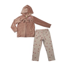 Conjunto Longo Casaco Veludo Aplique Flor e Legging 37319 - Angerô