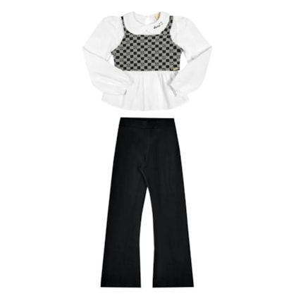 Conjunto Longo Feminino 3 Peças Xadrez 37050 - Angerô 