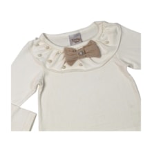 Conjunto Longo Feminino Blusa Aplique Laço e Saia Cotelê 2219 - Carol e Dani
