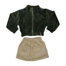 Conjunto Longo Feminino Blusa Aveludada e Saia Sarja 1455 - Le Petit