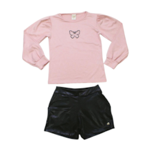 Conjunto Longo Feminino Blusa Borboleta e Shorts Cirrê 11814 - Tiny Joy 