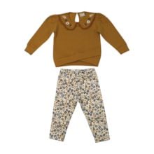 Conjunto Longo Feminino Blusa Bordada e Legging Flor 2001615 - Milon