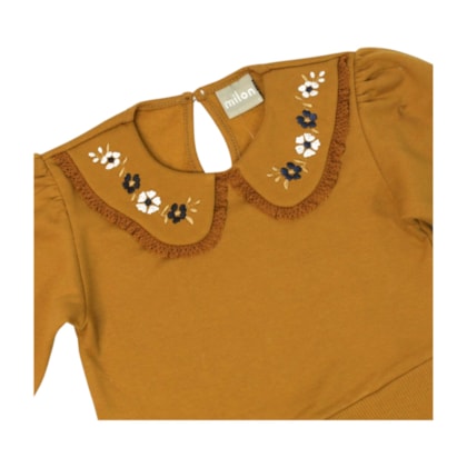 Conjunto Longo Feminino Blusa Bordada e Legging Flor 2001615 - Milon