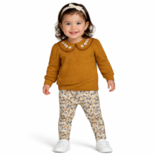 Conjunto Longo Feminino Blusa Bordada e Legging Flor 2001615 - Milon