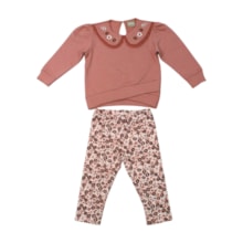 Conjunto Longo Feminino Blusa Bordada e Legging Flor 2001615 - Milon