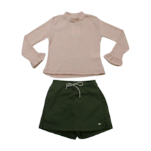 Conjunto Longo Feminino Blusa com Brilho e Shorts Saia 7793 - Pokotinha 