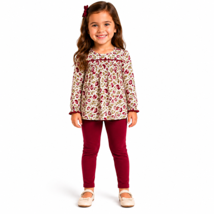 Conjunto Longo Feminino Blusa Com Picueta e Legging 2001490 - Milon