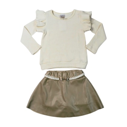 Conjunto Longo Feminino Blusa e Saia Corino 2222 - Carol e Dani