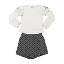 Conjunto Longo Feminino Blusa e Saia Jacquard Xadrez 37051 - Angerô 