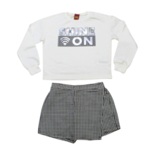 Conjunto Longo Feminino Blusa e Shorts Saia Xadrez 1000792 - Kyly 