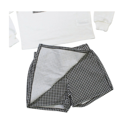Conjunto Longo Feminino Blusa e Shorts Saia Xadrez 1000792 - Kyly 
