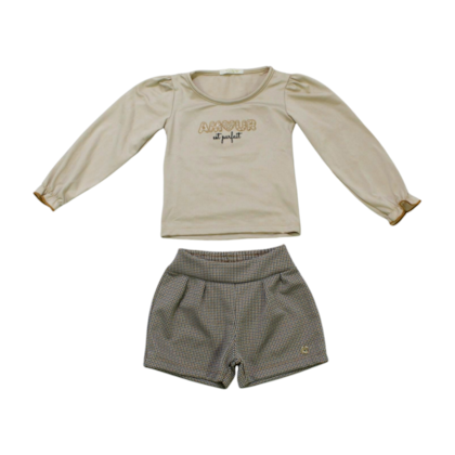 Conjunto Longo Feminino Blusa e Shorts Xadrez 11787 - Tiny Joy 
