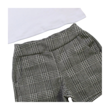 Conjunto Longo Feminino Blusa e Shorts Xadrez 22849 - Glinny 