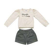 Conjunto Longo Feminino Blusa Estampa Amazing e Shorts Xadrez 11116 - Tiny Joy