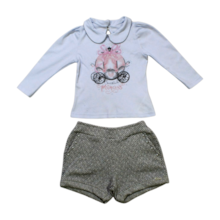 Conjunto Longo Feminino Blusa Estampa Carruagem e Shorts Matelassê 21613 - Glinny  