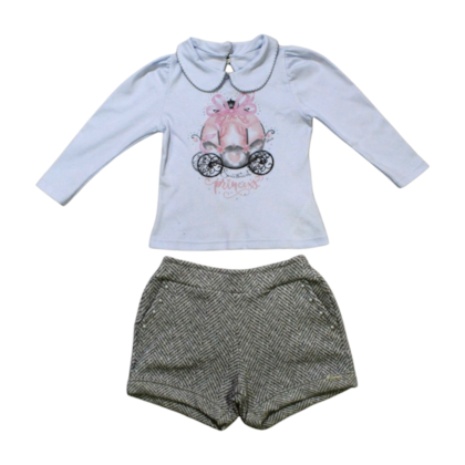 Conjunto Longo Feminino Blusa Estampa Carruagem e Shorts Matelassê 21613 - Glinny  