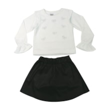 Conjunto Longo Feminino Blusa Laços e Saia Corino 905 - Lit