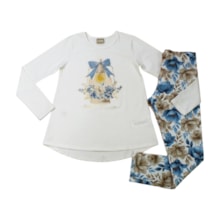 Conjunto Longo Feminino Blusa Lâmpada e Legging Flores 2001483 - Milon