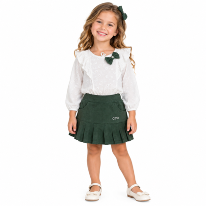 Conjunto Longo Feminino Blusa Lesi e Saia Cotelê 2221 - Carol e Dani