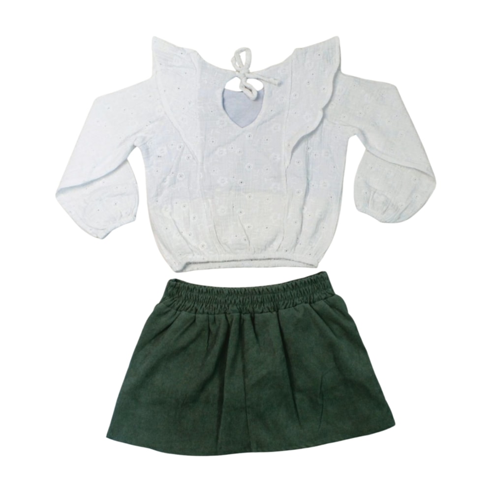 Conjunto Longo Feminino Blusa Lesi e Saia Cotelê 2221 - Carol e Dani