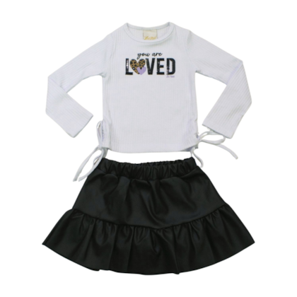 Conjunto Longo Feminino Blusa Loved e Saia Courinho  - 1525 - Le Petit 