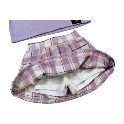 Conjunto Longo Feminino Blusa Moletom Gilrs e Saia Xadrez - 1470 - Le Petit