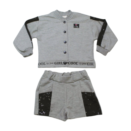 Conjunto Longo Feminino Blusa Paetê e Shorts - 1521 Tamanho 4  - Le Petit 