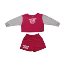 Conjunto Longo Feminino Blusa Positivity e Shorts 1415 Tamanho 2 - Le Petit 