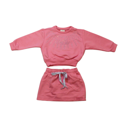Conjunto Longo Feminino Blusa Strass e Saia Moletom - 1517 - Le Petit 