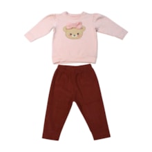 Conjunto Longo Feminino Blusa Ursa e Calça Cotelê 9761 - Time kids