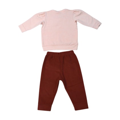 Conjunto Longo Feminino Blusa Ursa e Calça Cotelê 9761 - Time kids