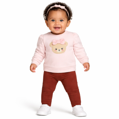 Conjunto Longo Feminino Blusa Ursa e Calça Cotelê 9761 - Time kids