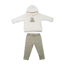 Conjunto Longo Feminino Blusa Urso e Legging Xadrez 9586 - Livy