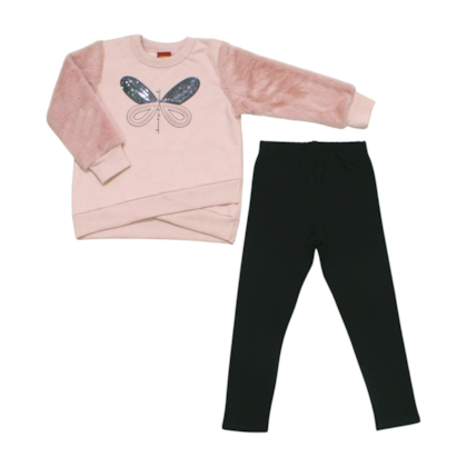 Conjunto Longo Feminino Blusão Aplique Bordado Borboleta e Legging 1000764 - Kyly 
