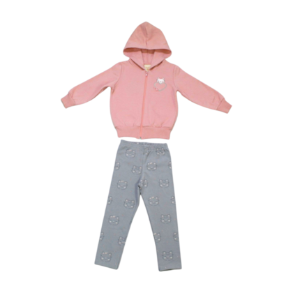 Conjunto Longo Feminino Blusão Aplique Bordado Gatinho e Legging 37012 - Angerô