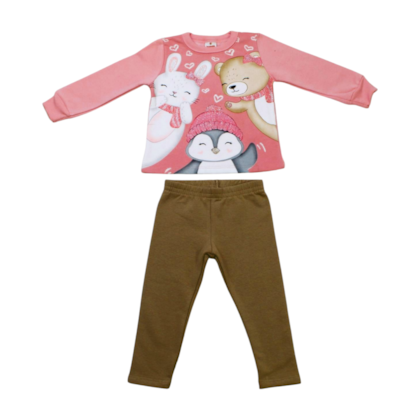 Conjunto Longo Feminino Blusão Bichos e Legging 56037 - Brandili 