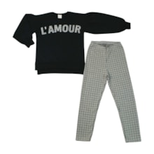 Conjunto Longo Feminino Blusão Bordado L´amour e Legging 18631 - Teddy