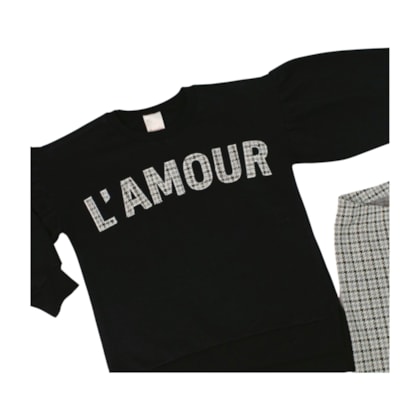Conjunto Longo Feminino Blusão Bordado L´amour e Legging 18631 - Teddy