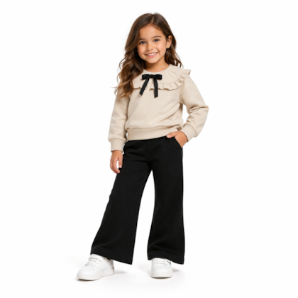 Conjunto Longo Feminino Blusão com Babado e Calça Flare 37314 - Angerô