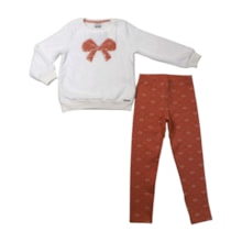 Conjunto Longo Feminino Blusão Coração Bordado e Legging Jacquard A8128 - Alakazoo