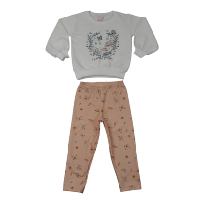 Conjunto Longo Feminino Blusão e Legging Estampada Cogumelo 18603 - Teddy