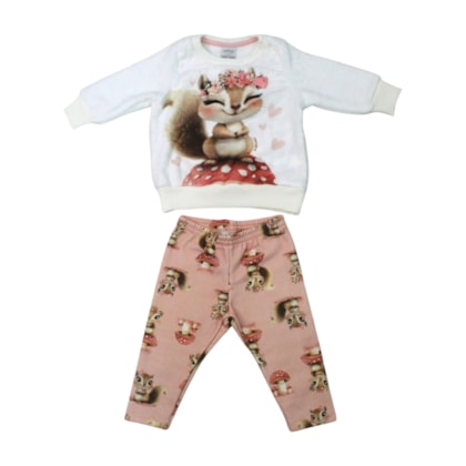 Conjunto Longo Feminino Blusão e Legging Estampada Esquilo A8104 - Alakazoo