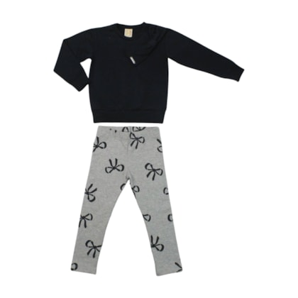 Conjunto Longo Feminino Blusão e Legging Estampada Laços 14993 - Hrradinhos