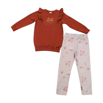 Conjunto Longo Feminino Blusão e Legging Flores  71332 - Alenice 