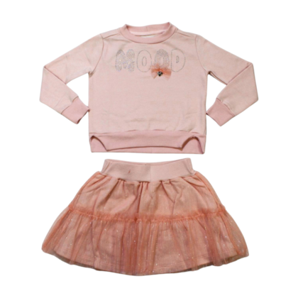 Conjunto Longo Feminino Blusão em Moletom e Saia com Tule 7757 - Pokotinha 