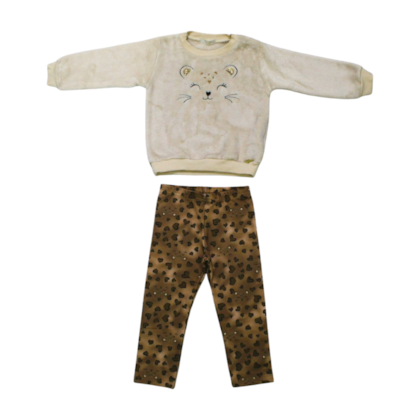 Conjunto Longo Feminino Blusão em Pelúcia e Legging Oncinha 11794 - Tiny Joy