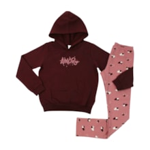 Conjunto Longo Feminino Blusão Estampa Amor e Legging 43883 - Boca Grande