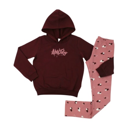 Conjunto Longo Feminino Blusão Estampa Amor e Legging 43883 - Boca Grande