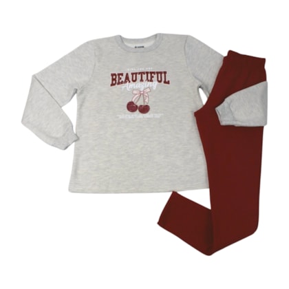 Conjunto Longo Feminino Blusão Estampa Beautiful e Legging 56330 - Brandili